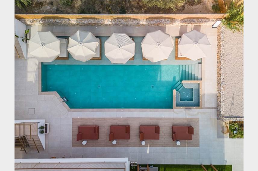 Paralos kyma dunes hotel kos, pohled z výšky na bazén - Paralos Kyma Dunes