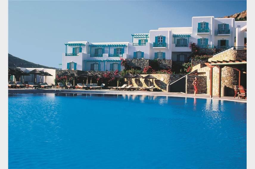 Řecko, Mykonos, Agios Ioannis, Hotel Mykonos Grand and Resort, bazén Mykonos Grand and Resort