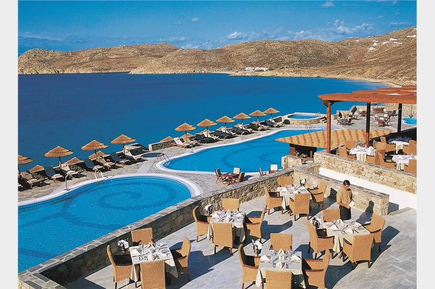 Řecko, Mykonos, Agios Ioannis, Hotel Mykonos Grand and Resort, bazén Mykonos Grand and Resort