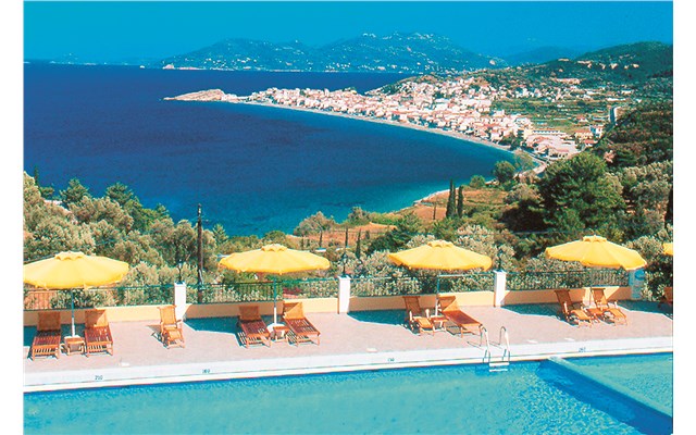Kalidon Panorama Řecko, Samos,  Hotel Kalidon Panorama, výhled na záliv Kokkari