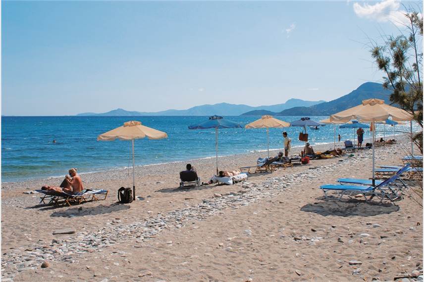 Řecko, Samos, Kampos, Hotel Kampos Village, pláž Kampos Village