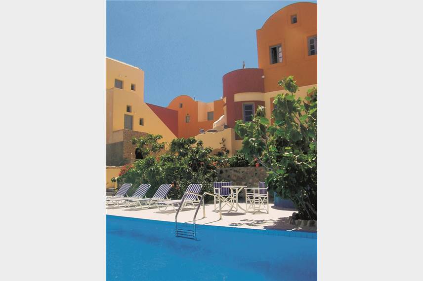 Řecko, Santorini, Imerovigli, Merovigla Studios, bazén Merovigla Studios