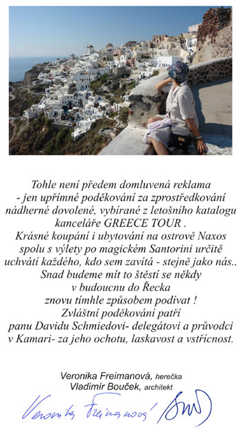 Děkovný dopis - Greece Tours